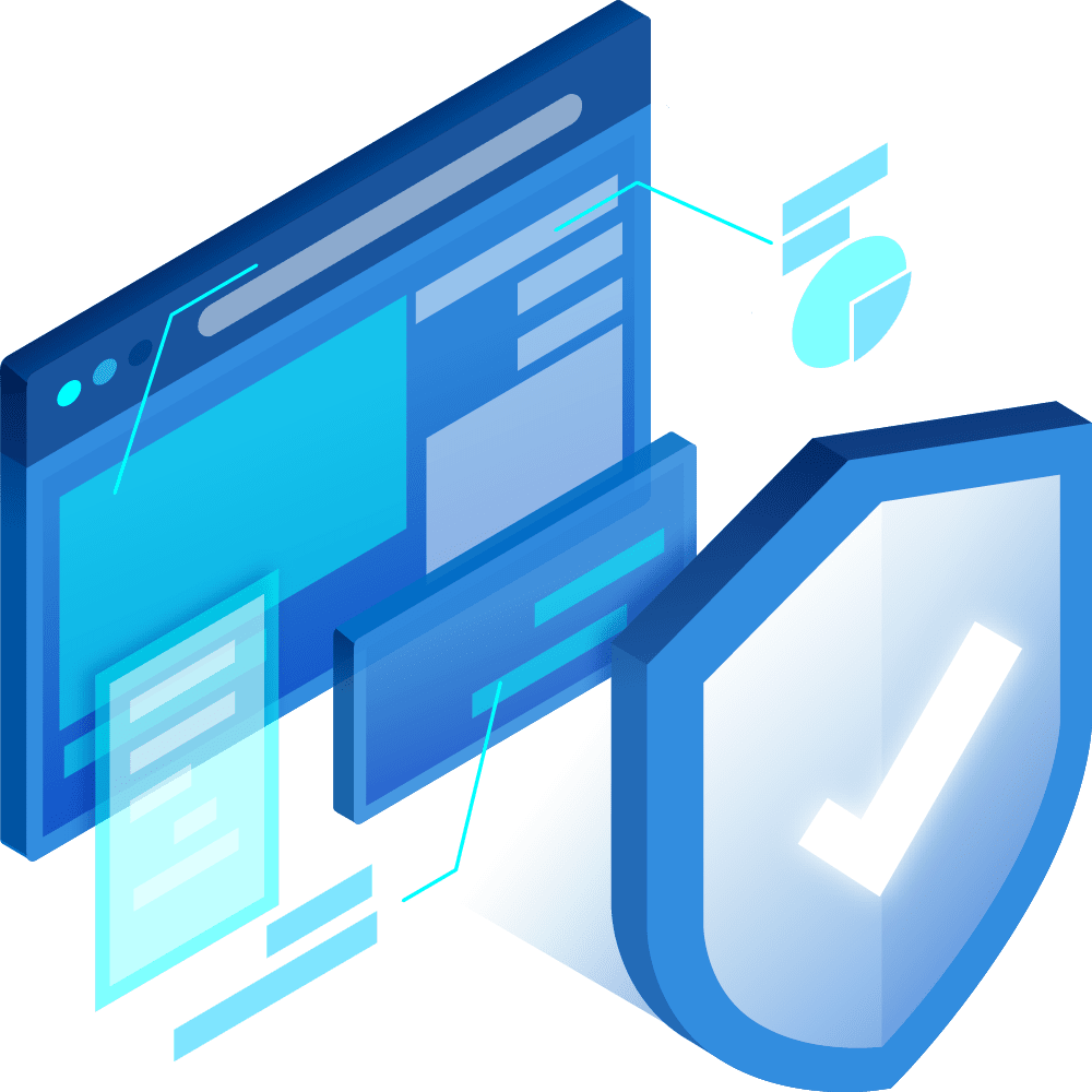 Cyber Security Cyber security shield with data analytics in the background