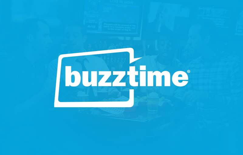 Buzztime logo on a light blue background