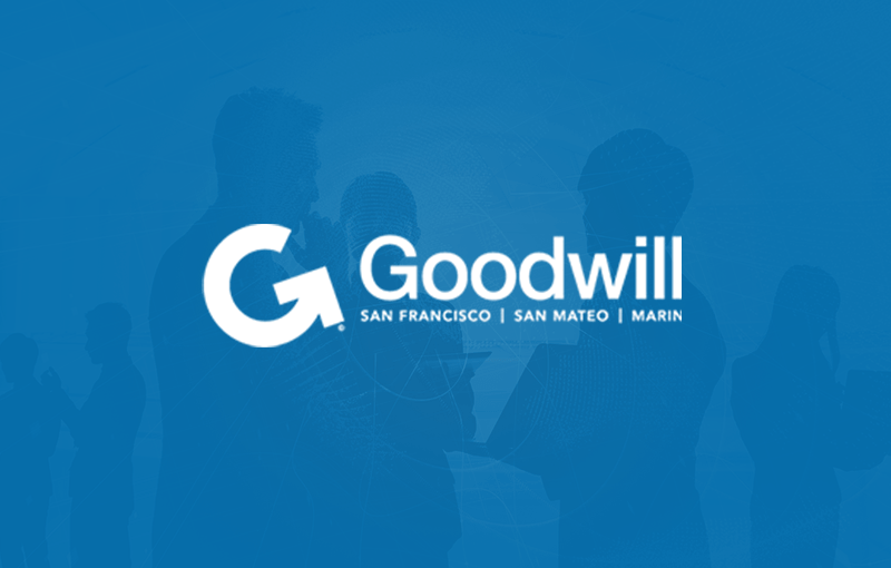 Goodwill logo on a blue background