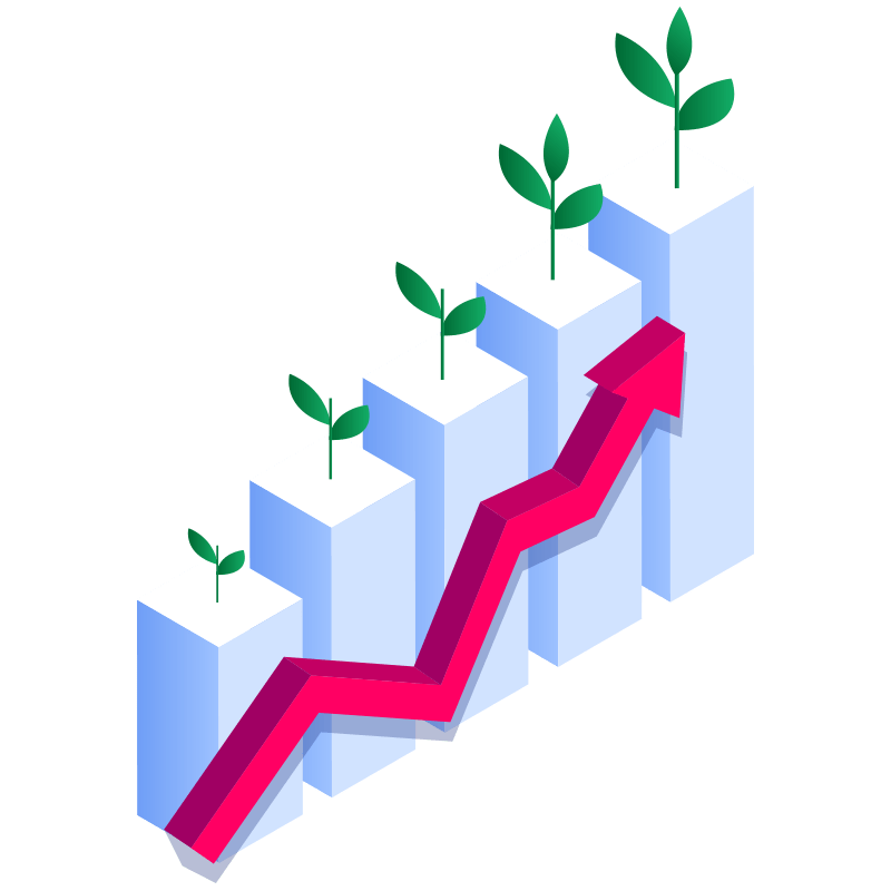 A chart trending upward