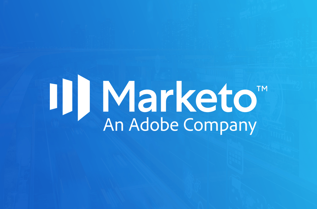 Marketo logo on a blue background